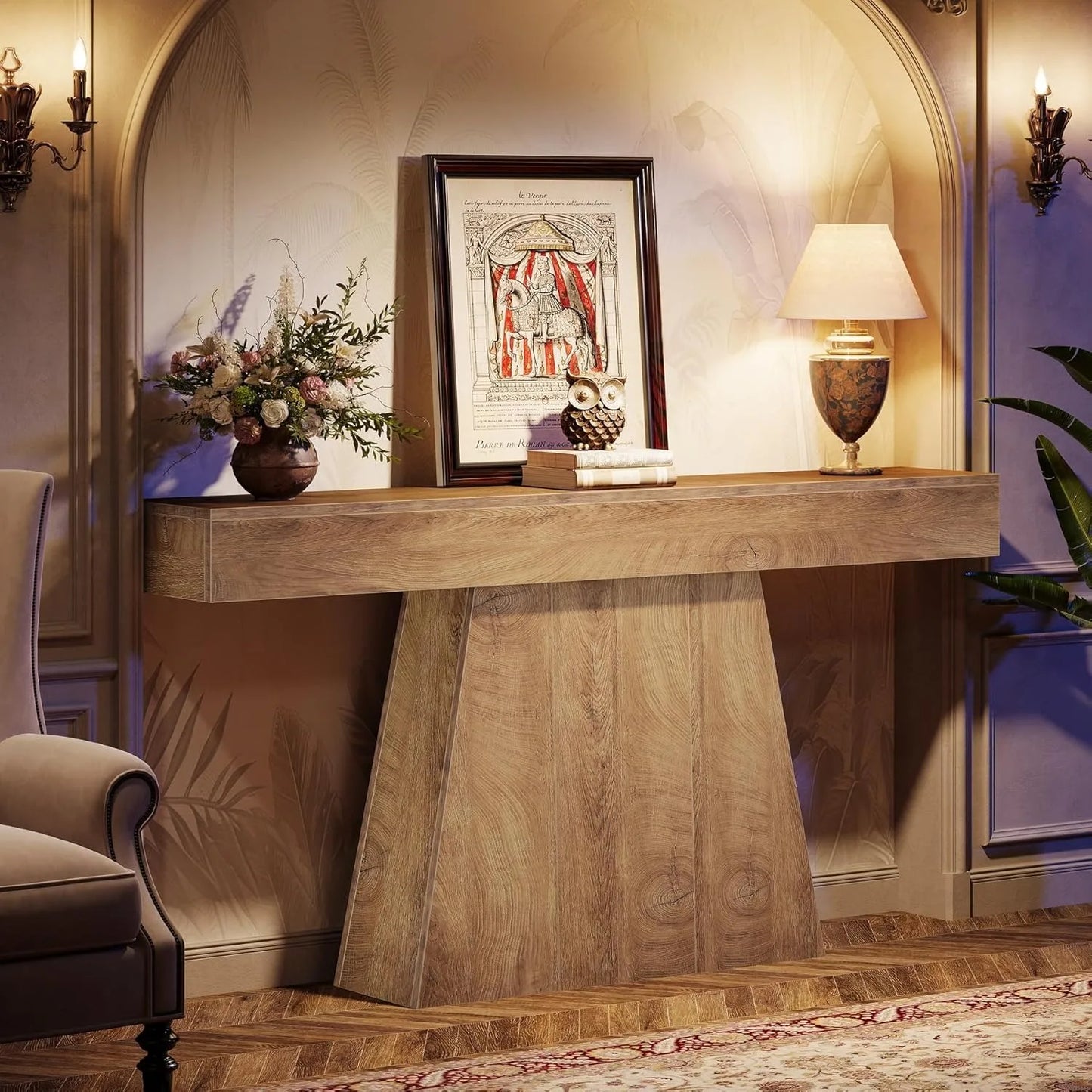 LITTLE TREE Farmhouse Console Table For Entryway And Hallway