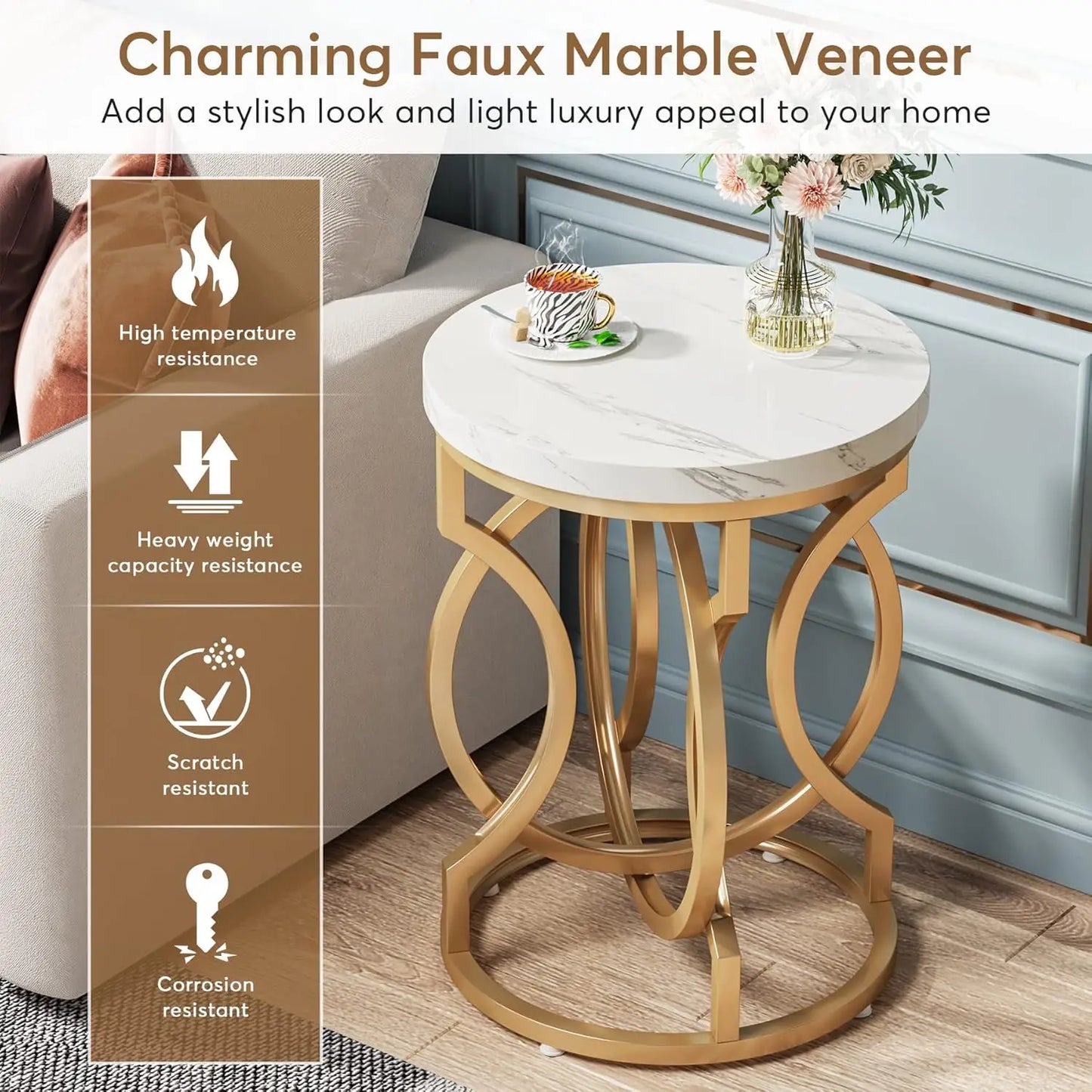 Little Tree Round End Table Multifunctional Accent Side Table