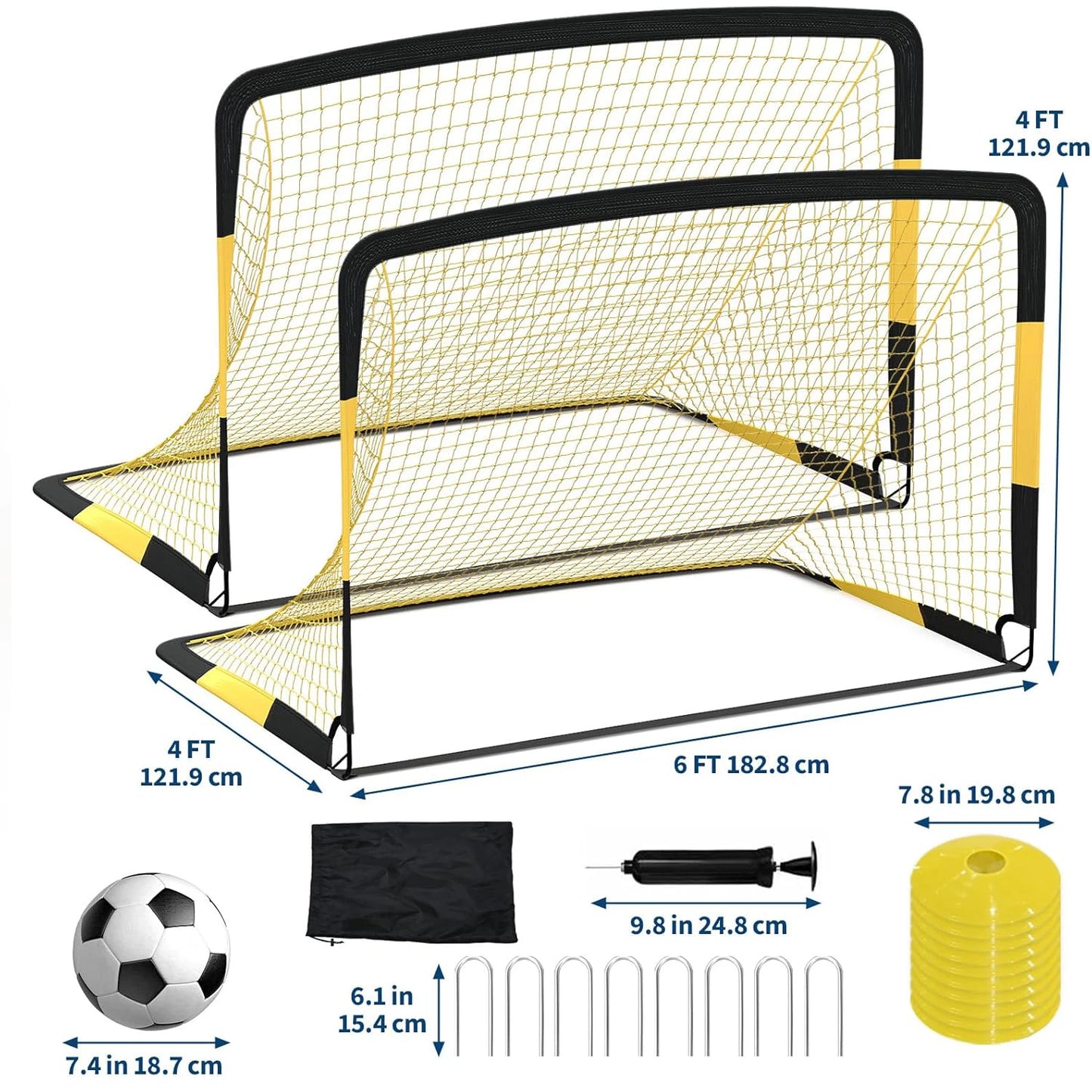 Heavy Duty Portable Soccer Goal With Metal Frame Collapsible Net