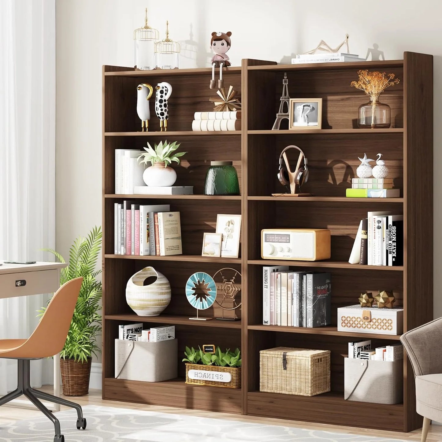 Little Tree 6-Tier Bookcase Floor Standing Library Shelf
