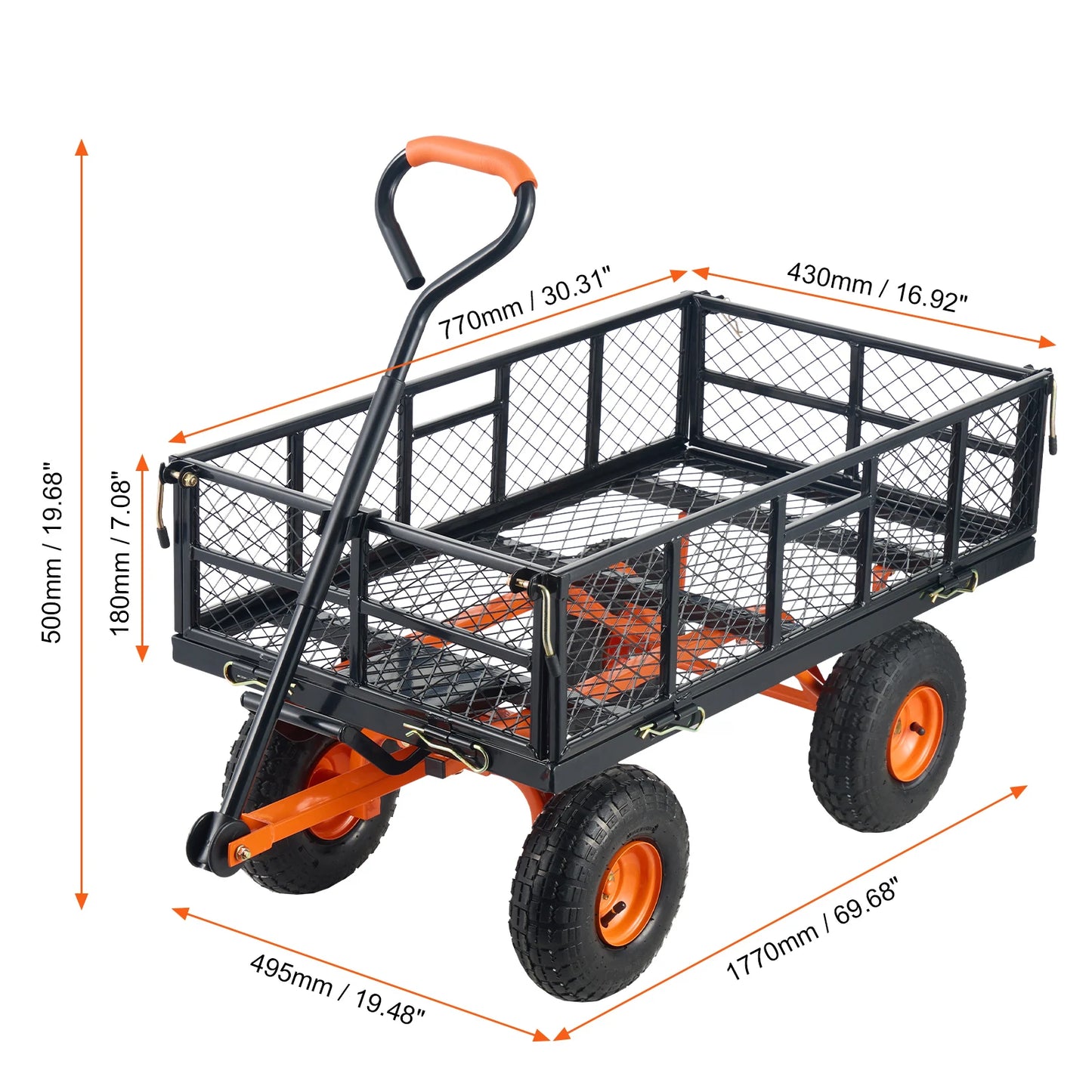 SucceBuy Garden Cart Sturdy Utility Wagon 400 To 880 Lbs