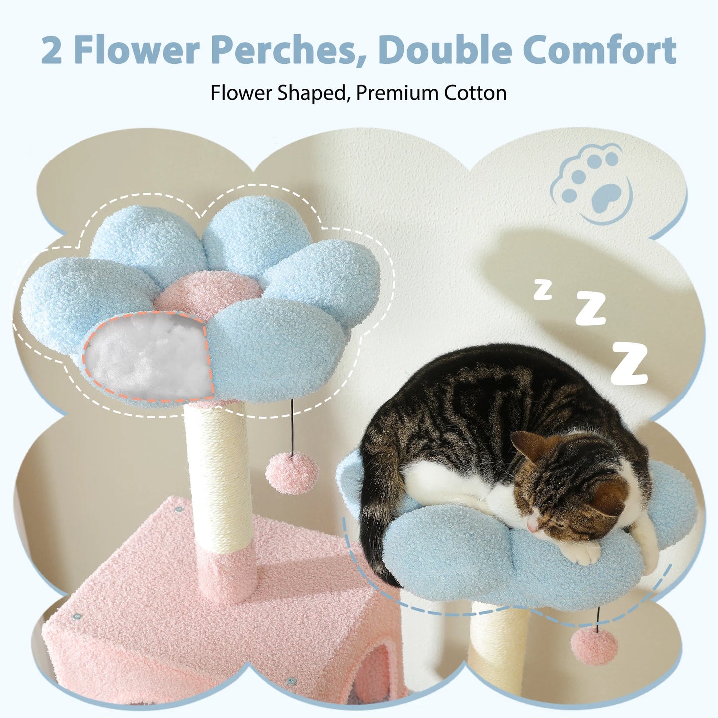 PETEPELACN 184cm Cat Tree Tower For Indoor Cats With Sisal Covered Posts Hammock Padded Perches And Condos Blue