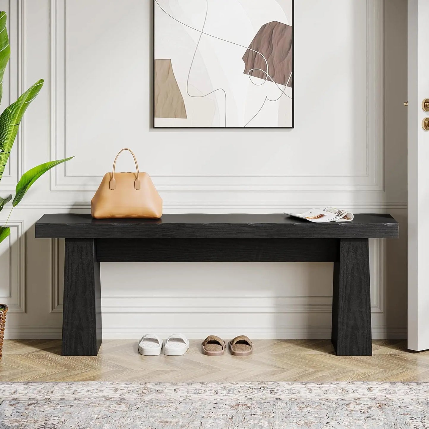 Little Tree Wooden Entryway Bench for Hallway and Living Spaces