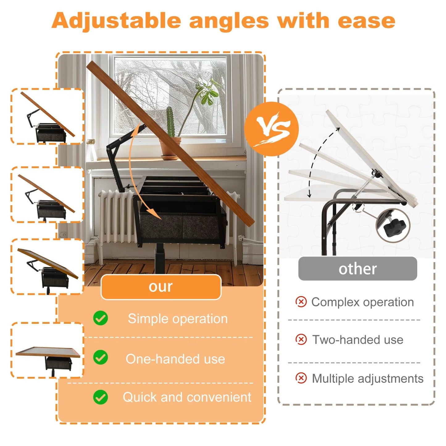 Jigsaw Puzzle Table For Adults With Adjustable Tilt, Wheels, Storage Drawers