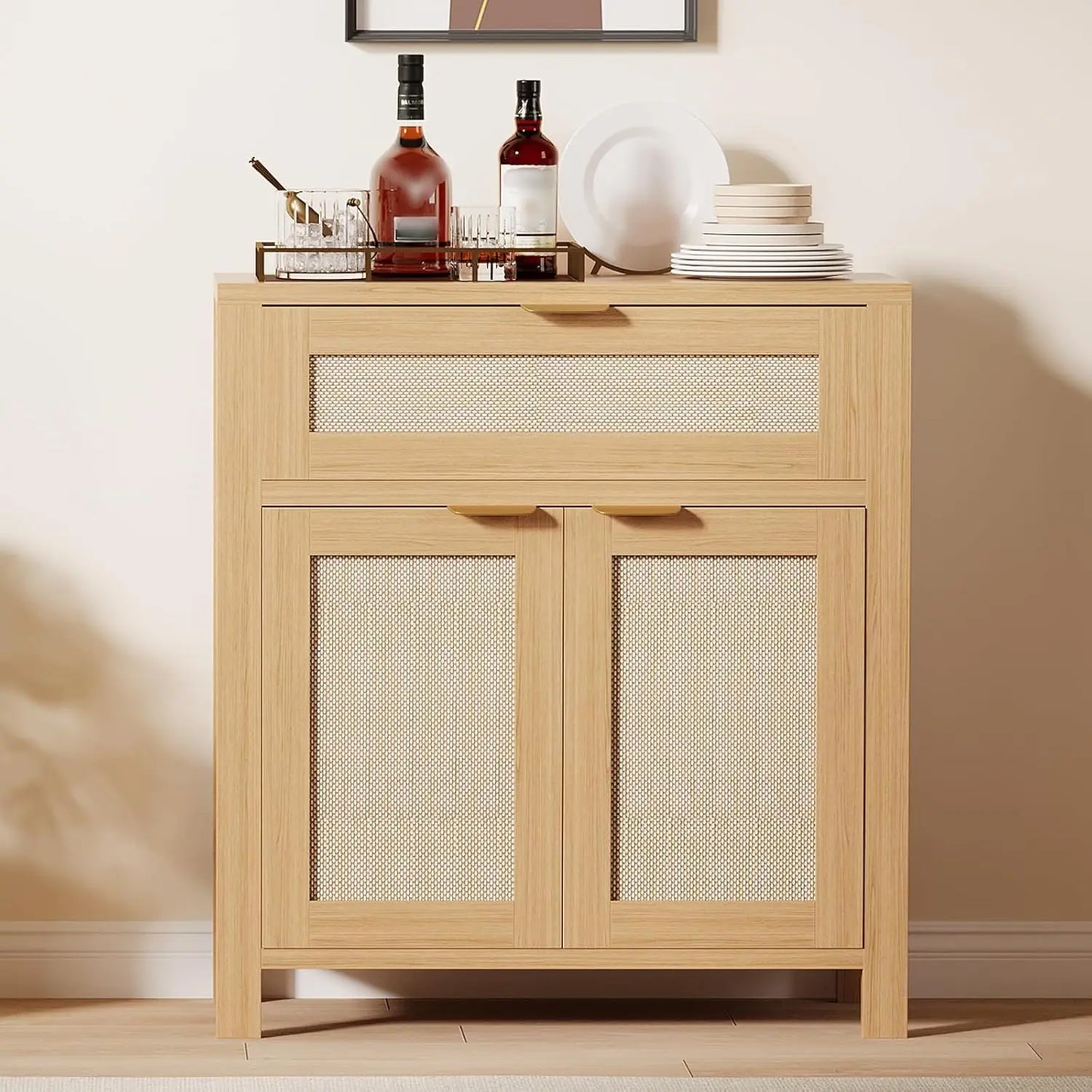 Rattan Sideboard Buffet Cabinet TWISTERCK Adjustable Shelves