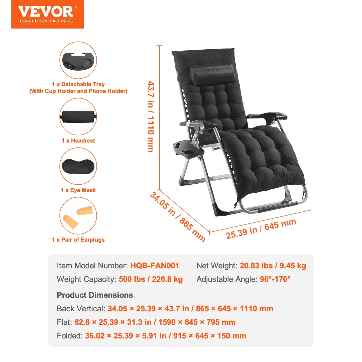 SucceBuy Zero Gravity Lounge Chair With Adjustable Recliner And Cupholder