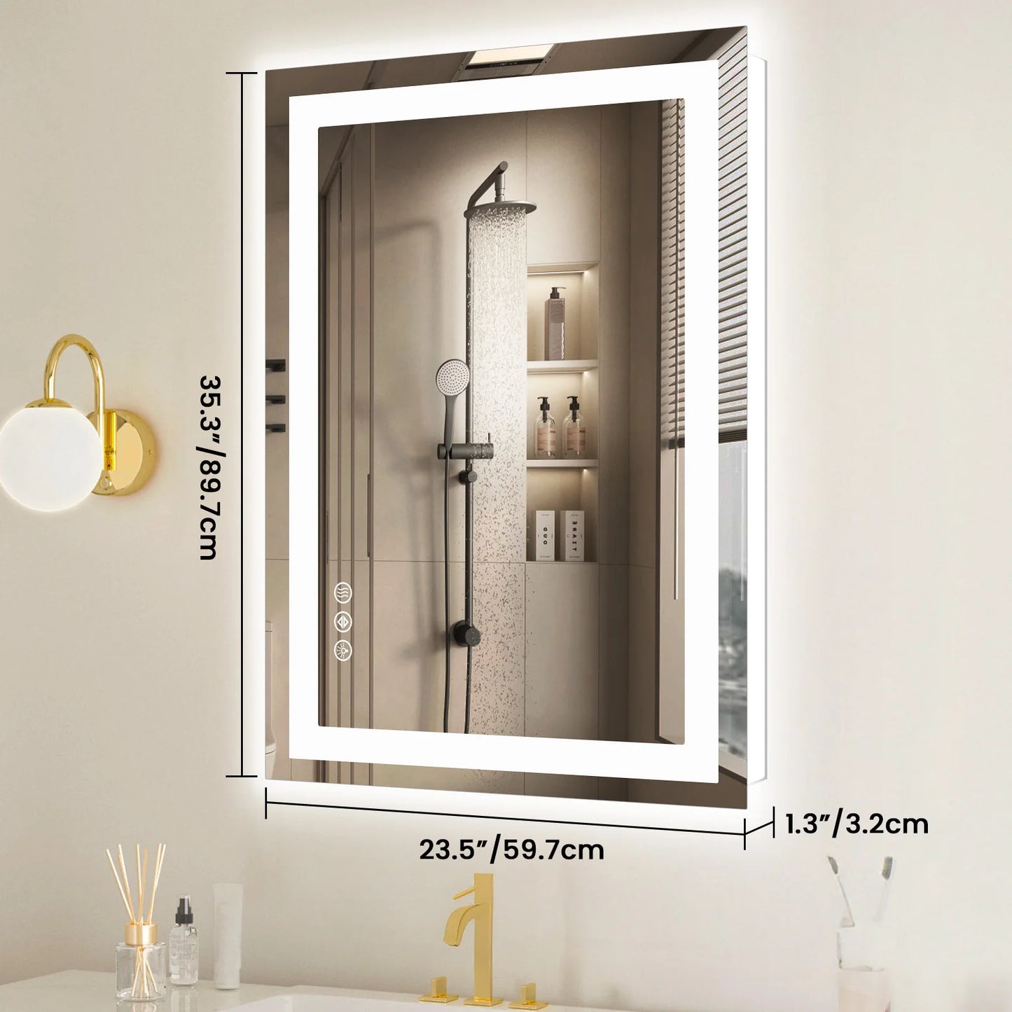 JHK LED Vanity Mirror With Memory Function Wall Mount