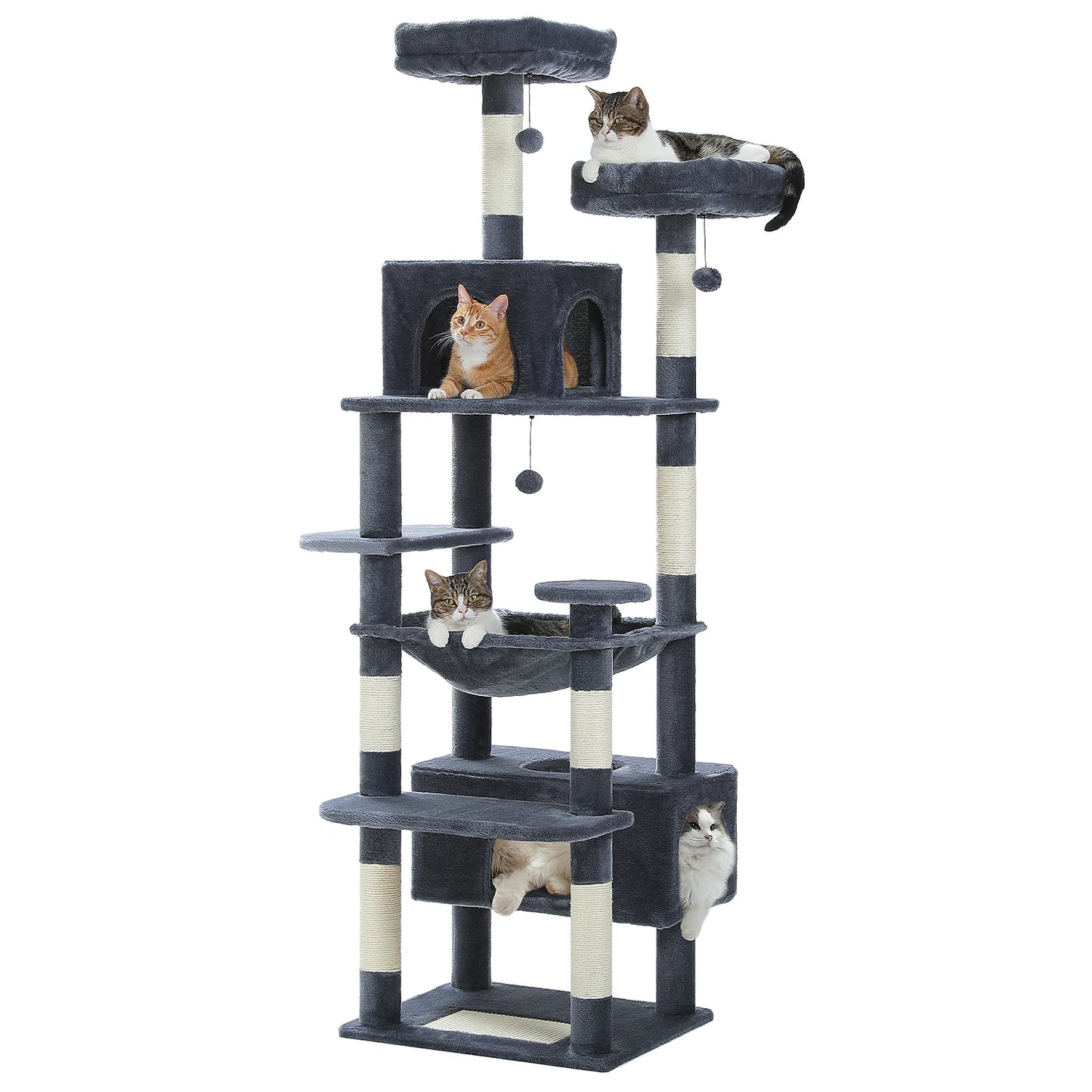 PAWZ Road Ultimate Large Cat Tree Tower for Indoor Cats With Sisal Scratching Posts Five Tier Hammocks and Perches