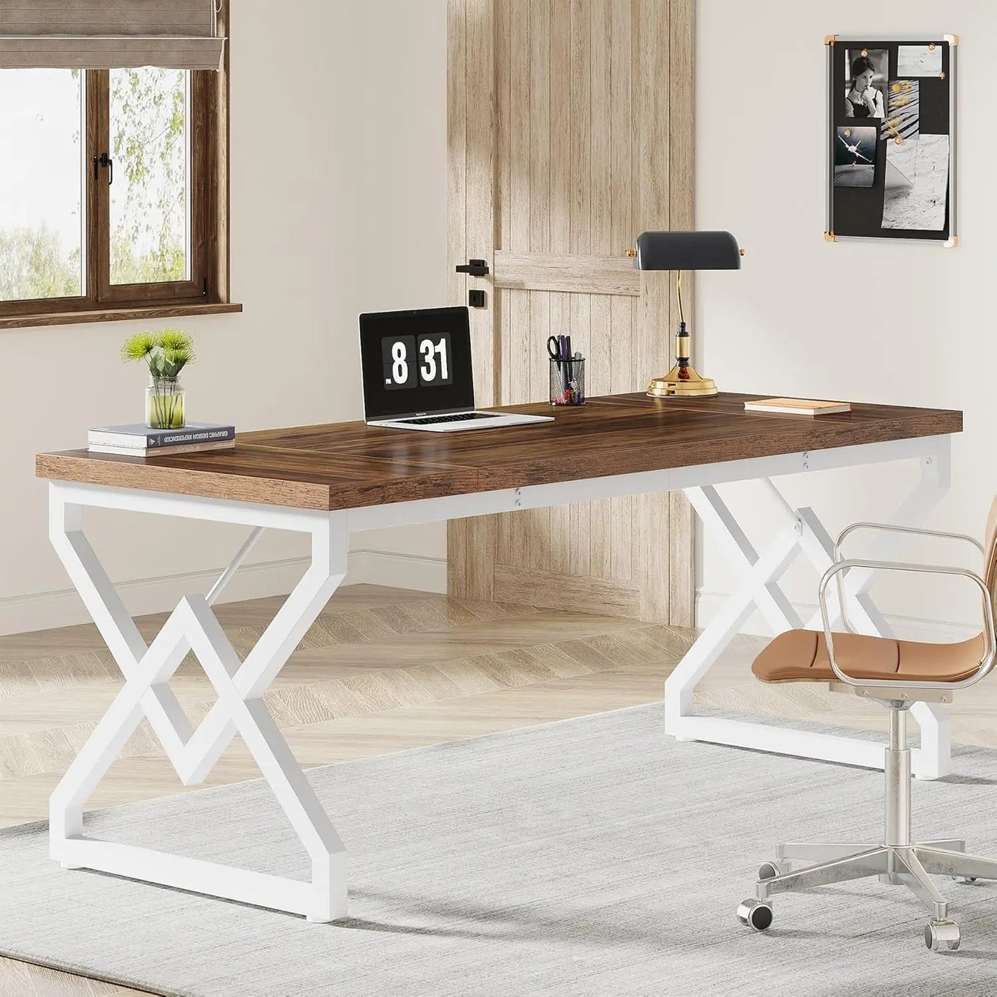 Little Tree Executive Desk With Thick Tabletop Heavy Duty