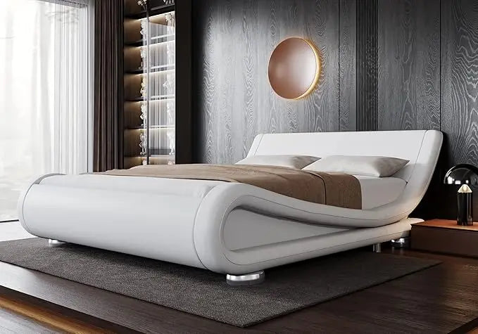 Bed Frame With Adjustable Headboard And Low Profile Upholstered Platform