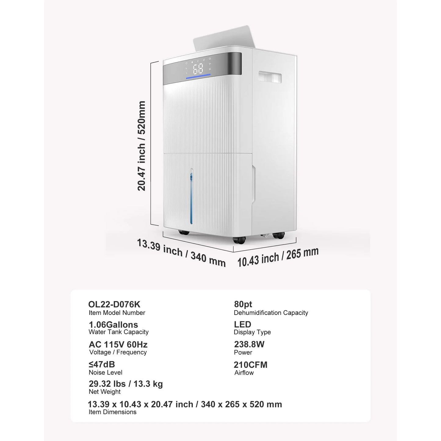 SucceBuy 52 Pint Dehumidifier For Home And Basement With Drain Hose Smart Humidity Control Low Noise