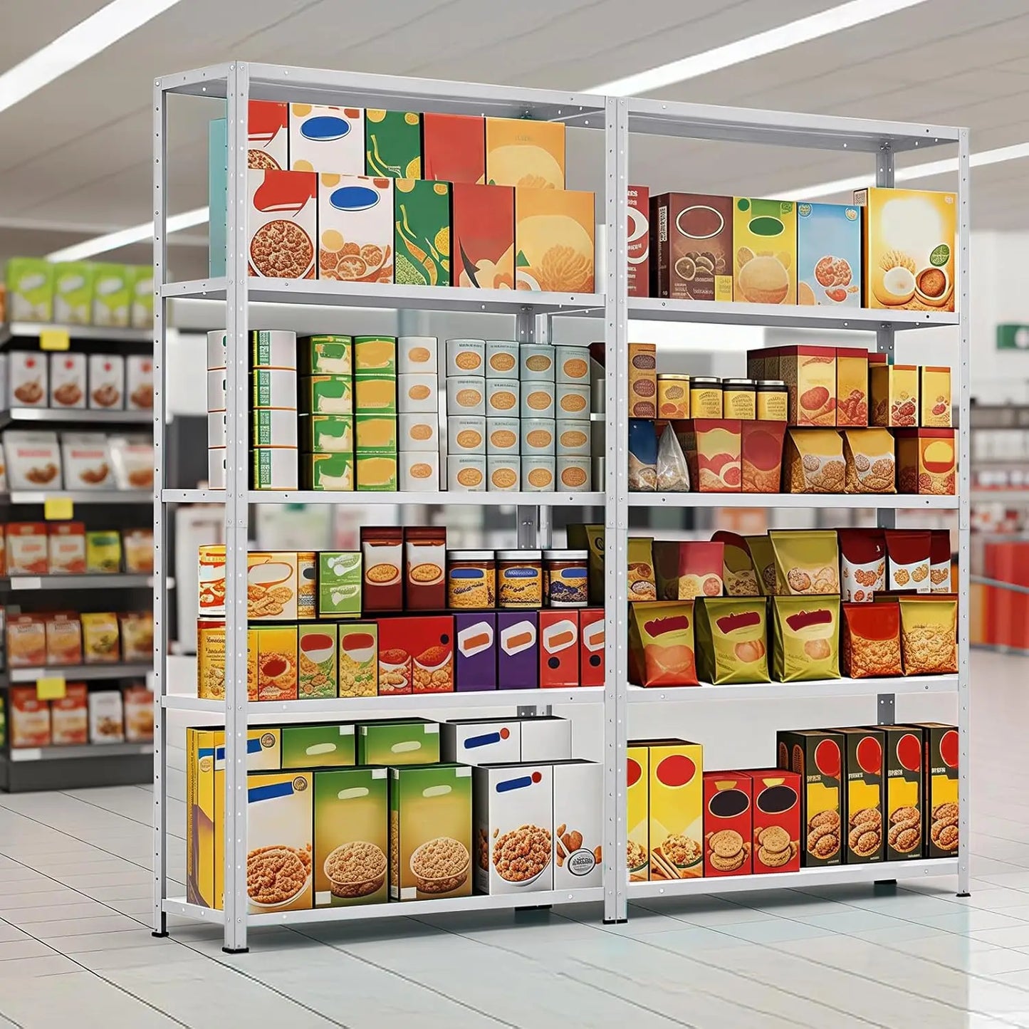 TWISTER.CK 5 Tier Shelf Organizer Adjustable Height Metal Shelves For Pantry Kitchen Closet
