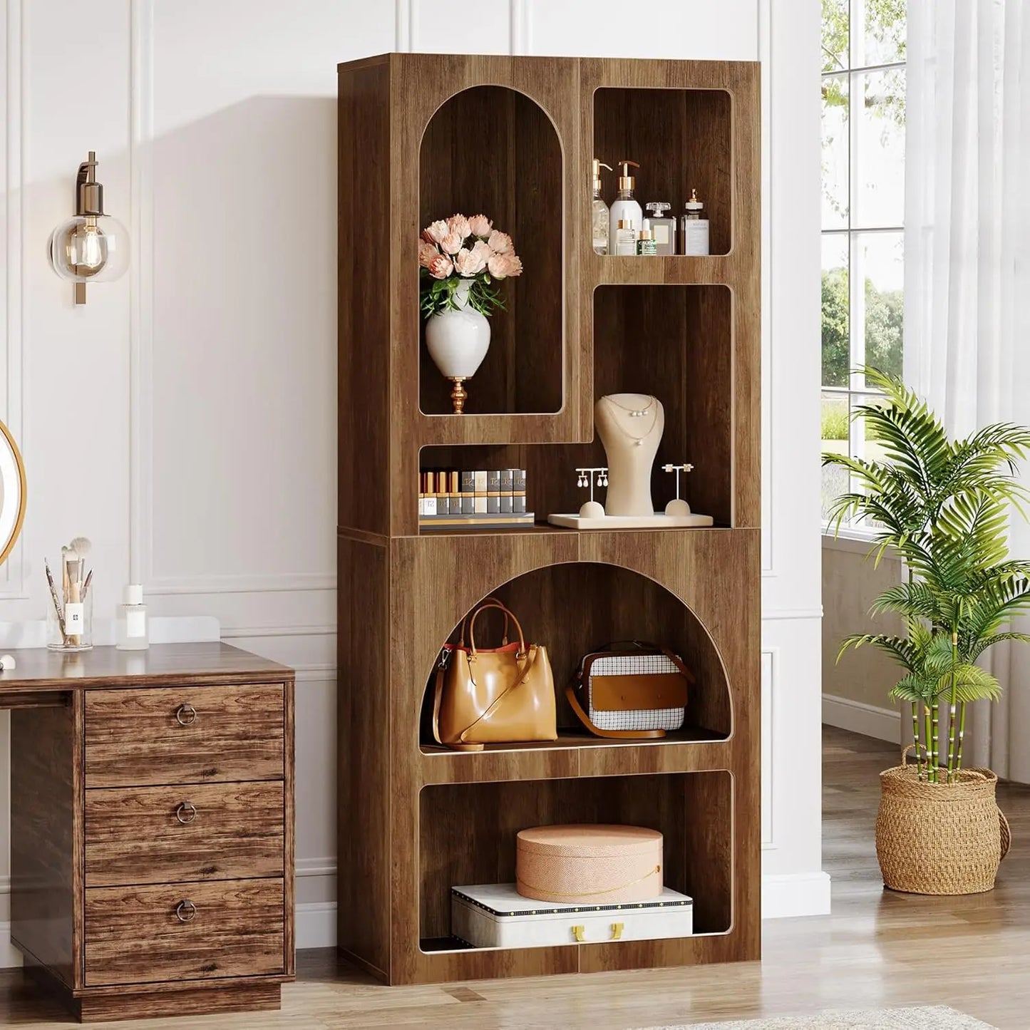 Little Tree Geometric Bookshelf With Irregular Shelves Freestanding
