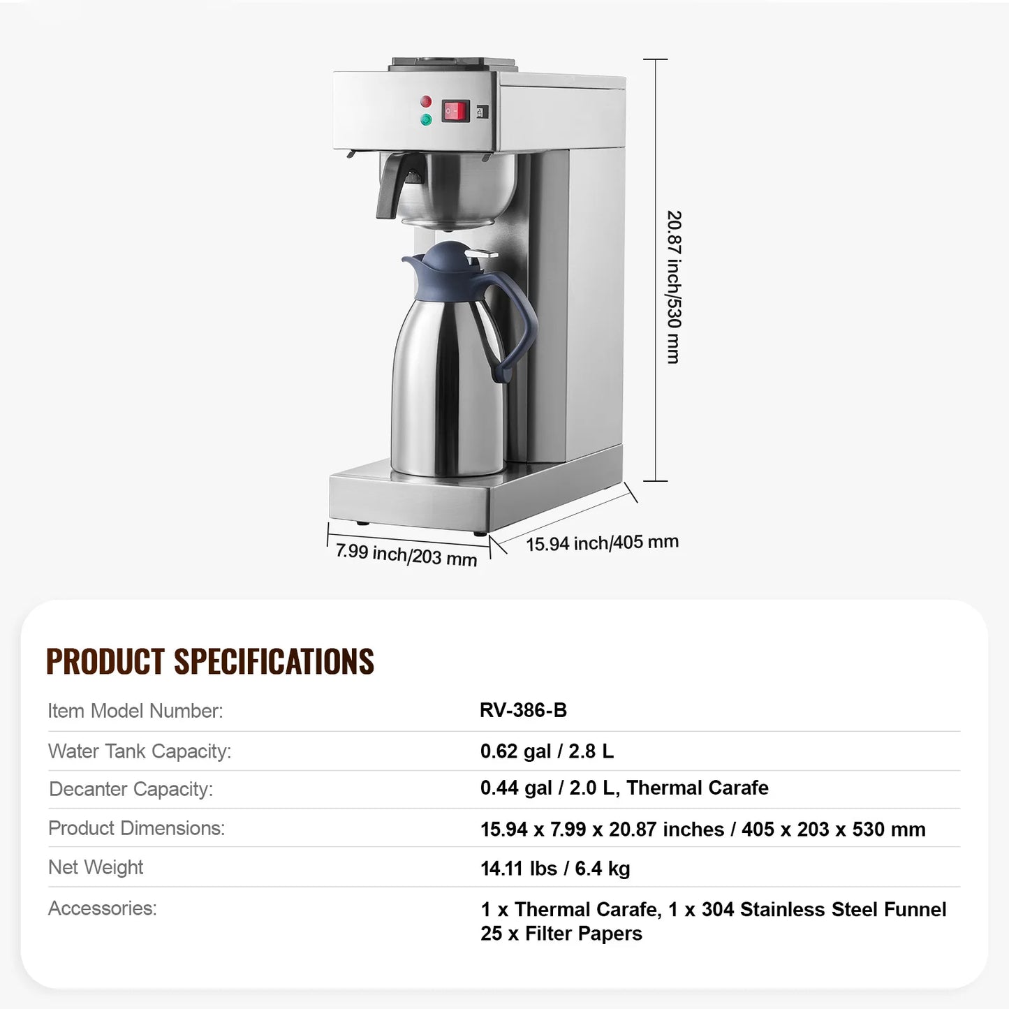 SucceBuy Commercial Drip Coffee Maker Stainless Steel Pour Over Brewer For Office And Cafe