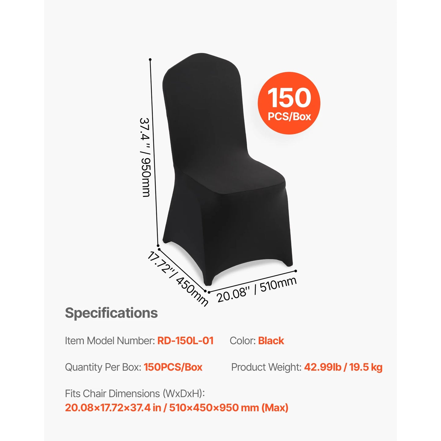 50 Pack Stretch Spandex Polyester Chair Covers For Wedding Events