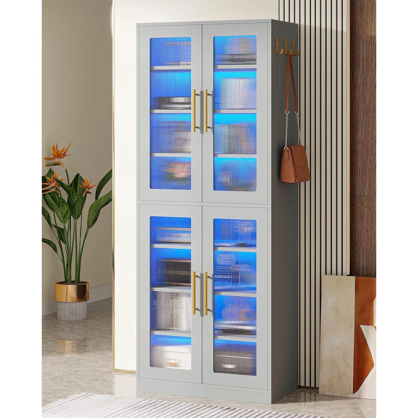 Little Tree Bookcase With Doors And LED Light Shelves