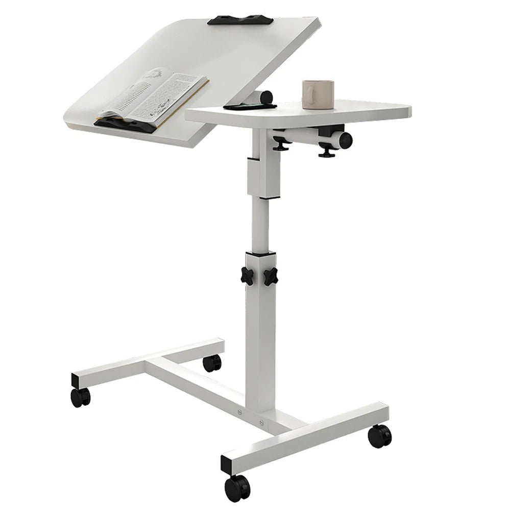 HiMISS Movable Overbed Table With Wheels Adjustable Height