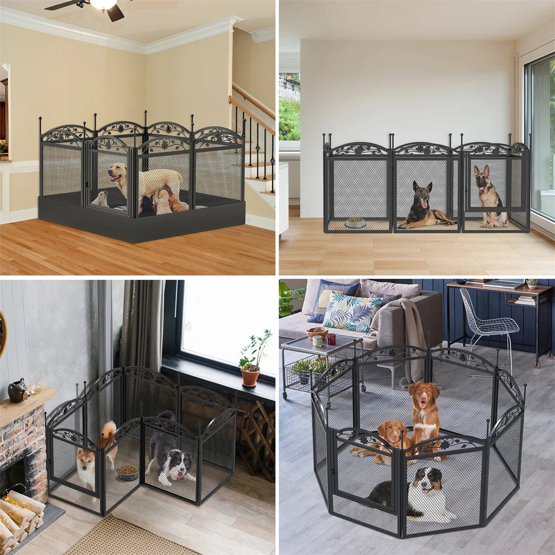 Bingopaw 8 Panels DIY Heavy Duty Dog Playpen Outdoor Indoor Metal Fence With Waterproof Whelping Pad For Training