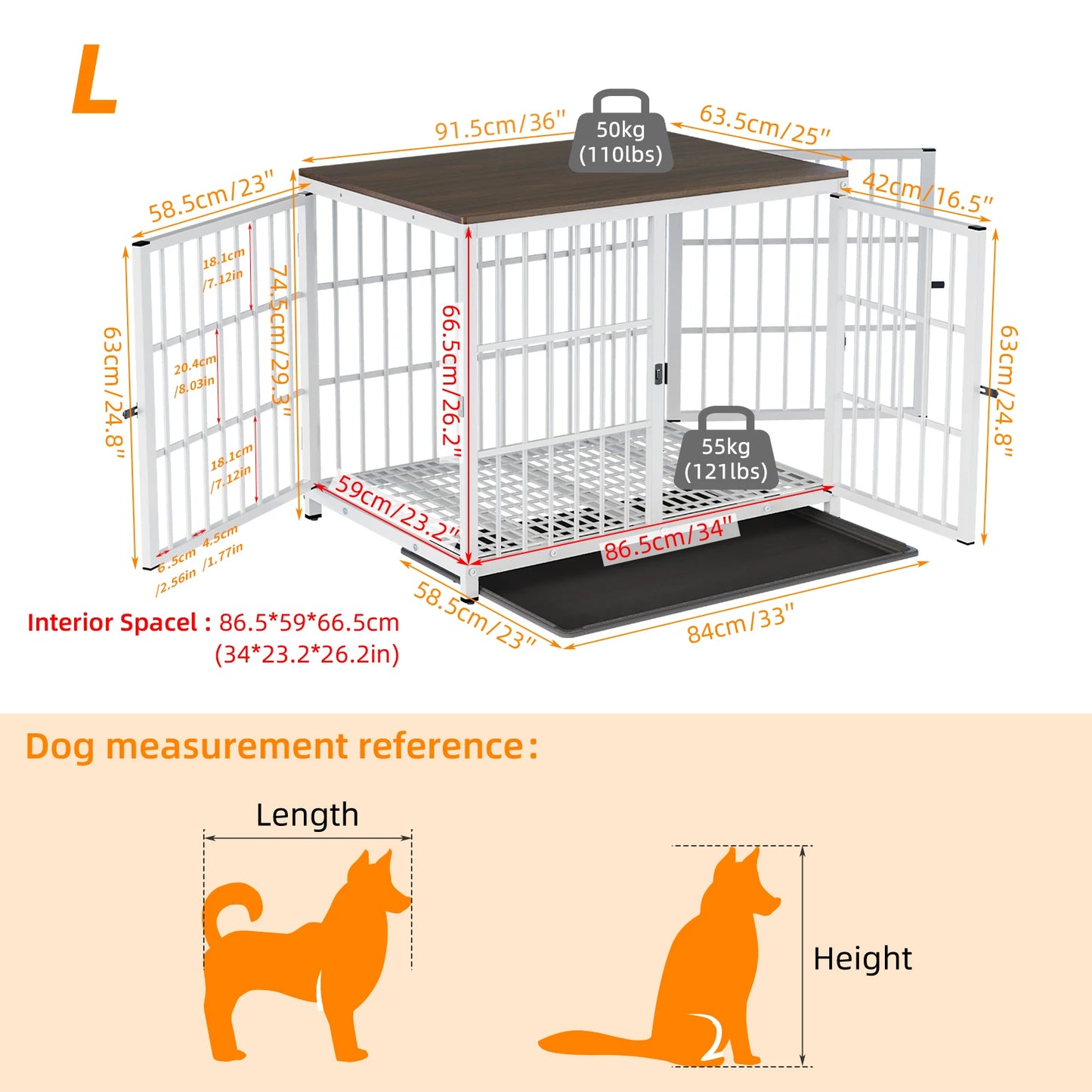 BINGOPAW Wooden Dog Crate Table With Three Doors Removable Tray