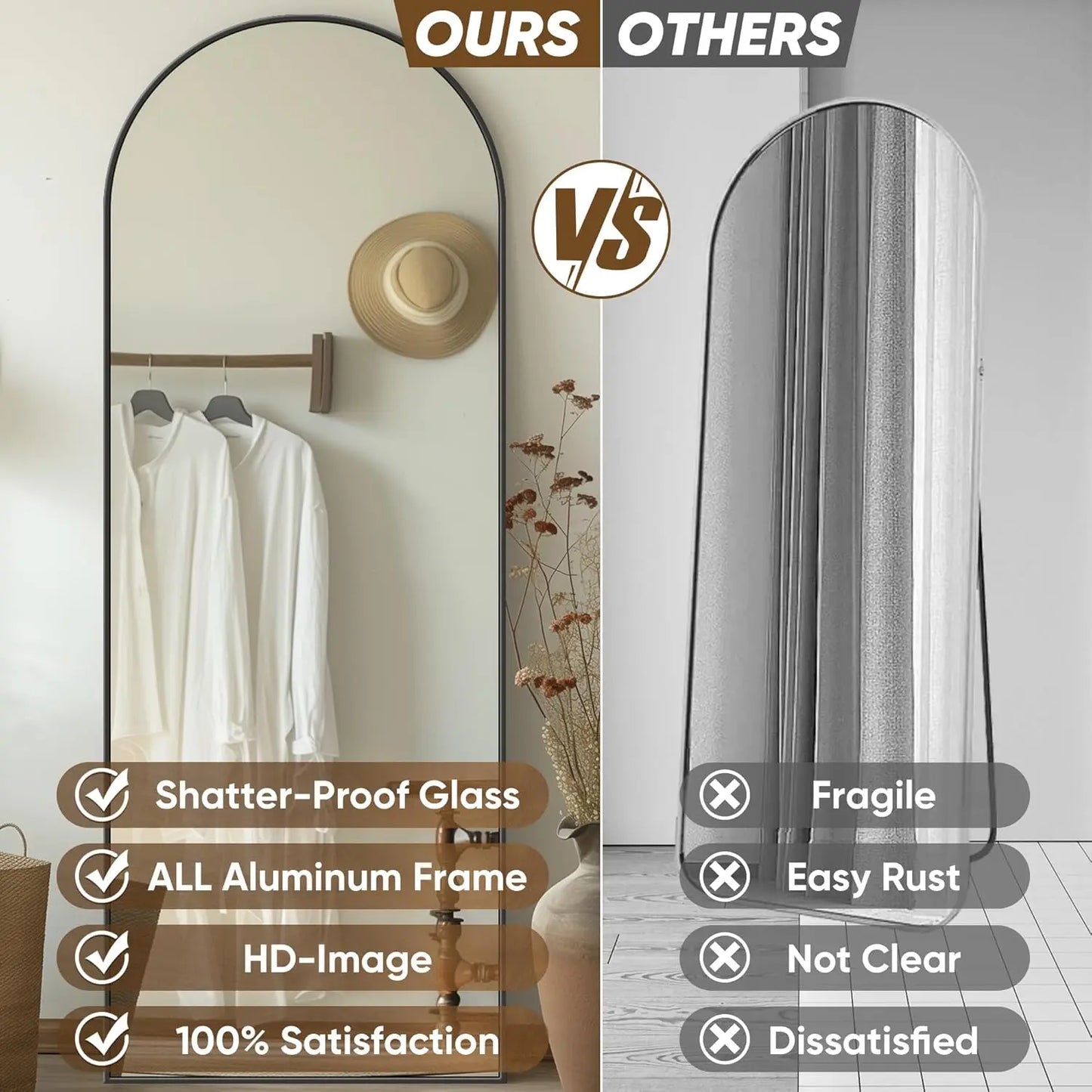 Antok Rectangular Mirror With Stand For Bedroom And Living Room