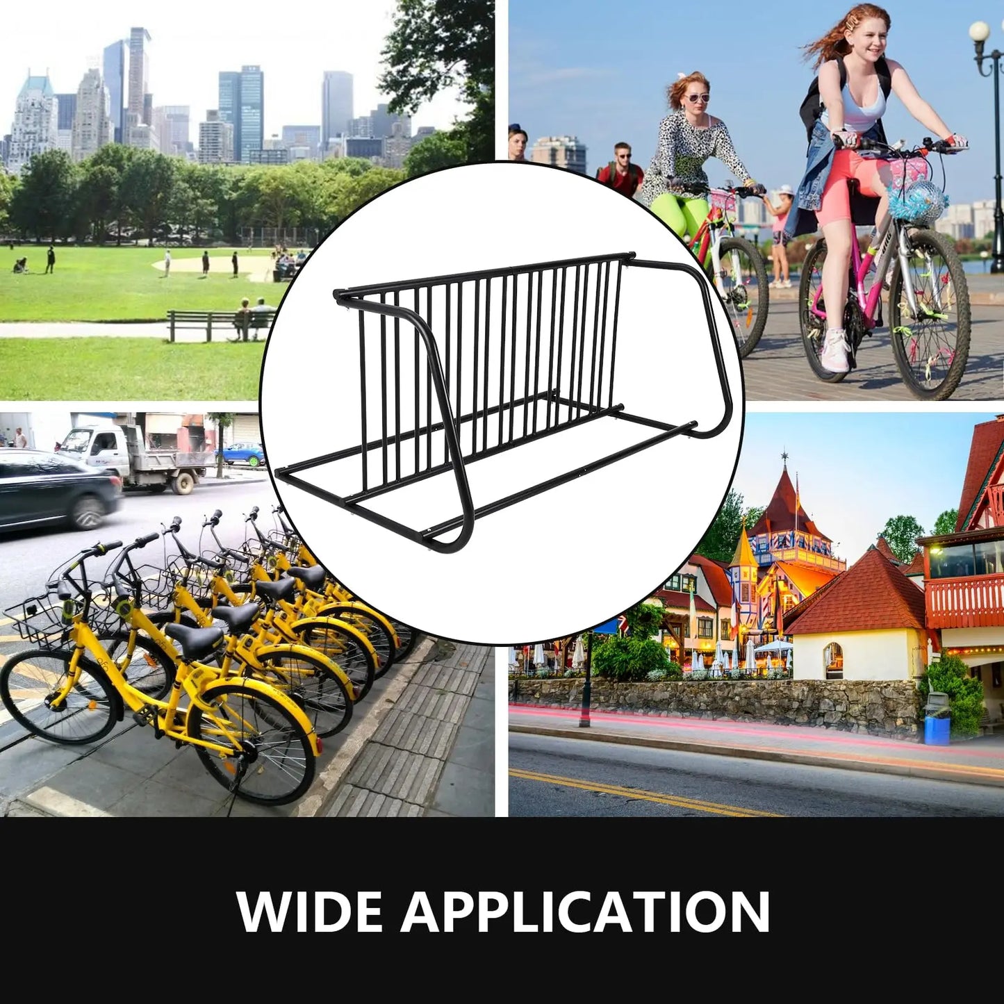 HiMISSC 10 Bikes Heavy Duty Double Sided Floor Bike Rack for Garage School Campus Parking