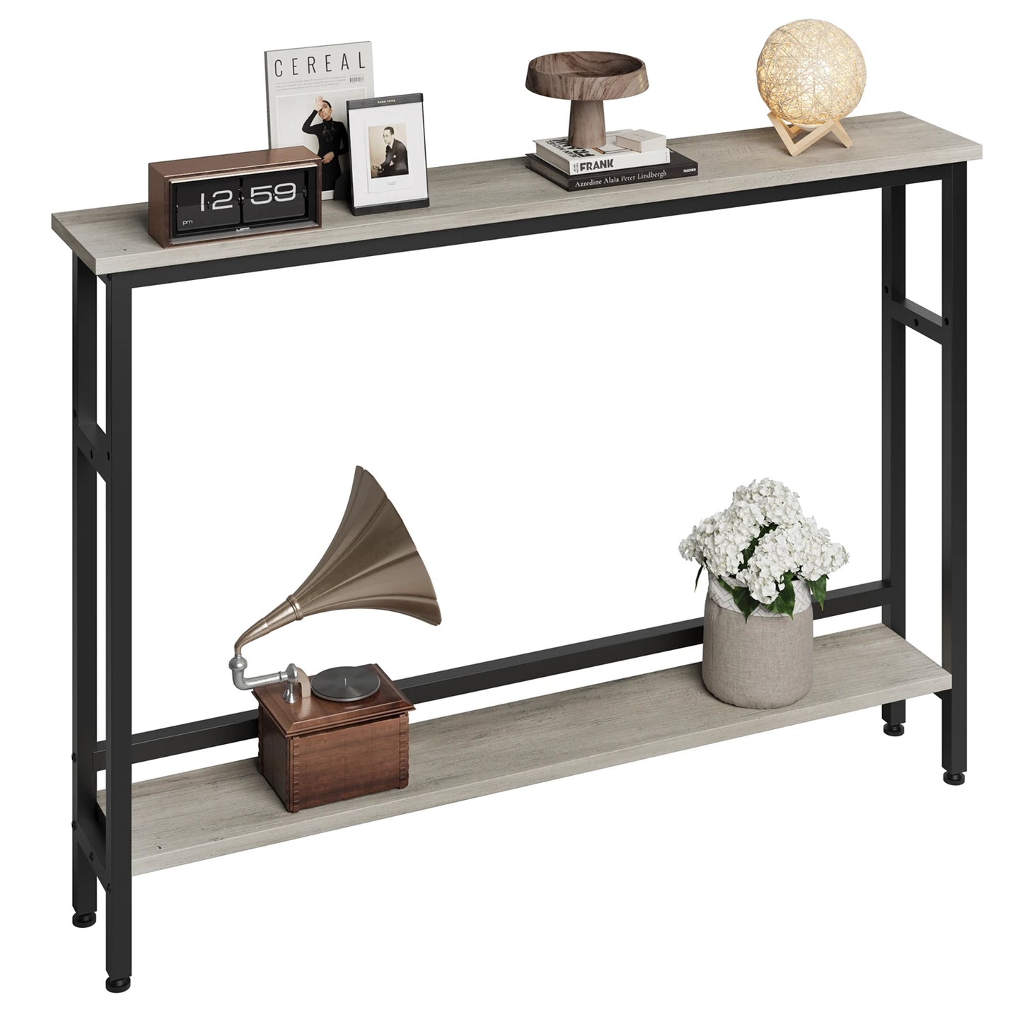 HiMISS Space Saving Slim 2 Tier Console Table With Adjustable Shelf For Living Room And Entryway