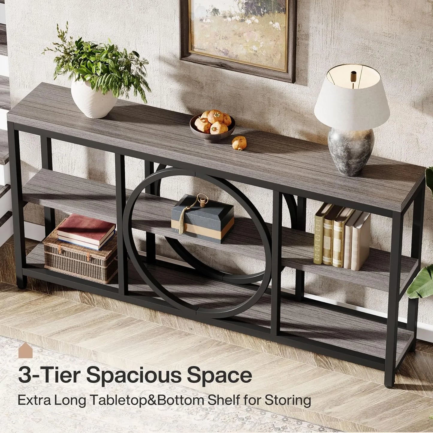 Little Tree Console Table With 3 Tier Wood Shelves