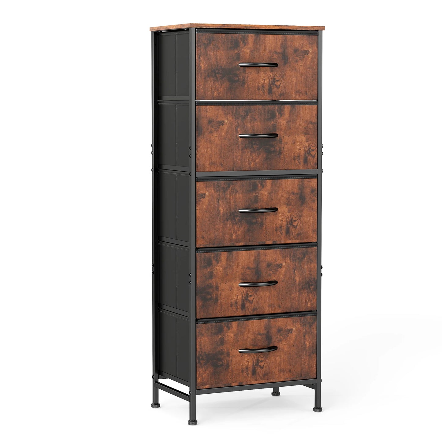 JHK Modern Dresser With 5 Fabric Drawers And Steel Frame