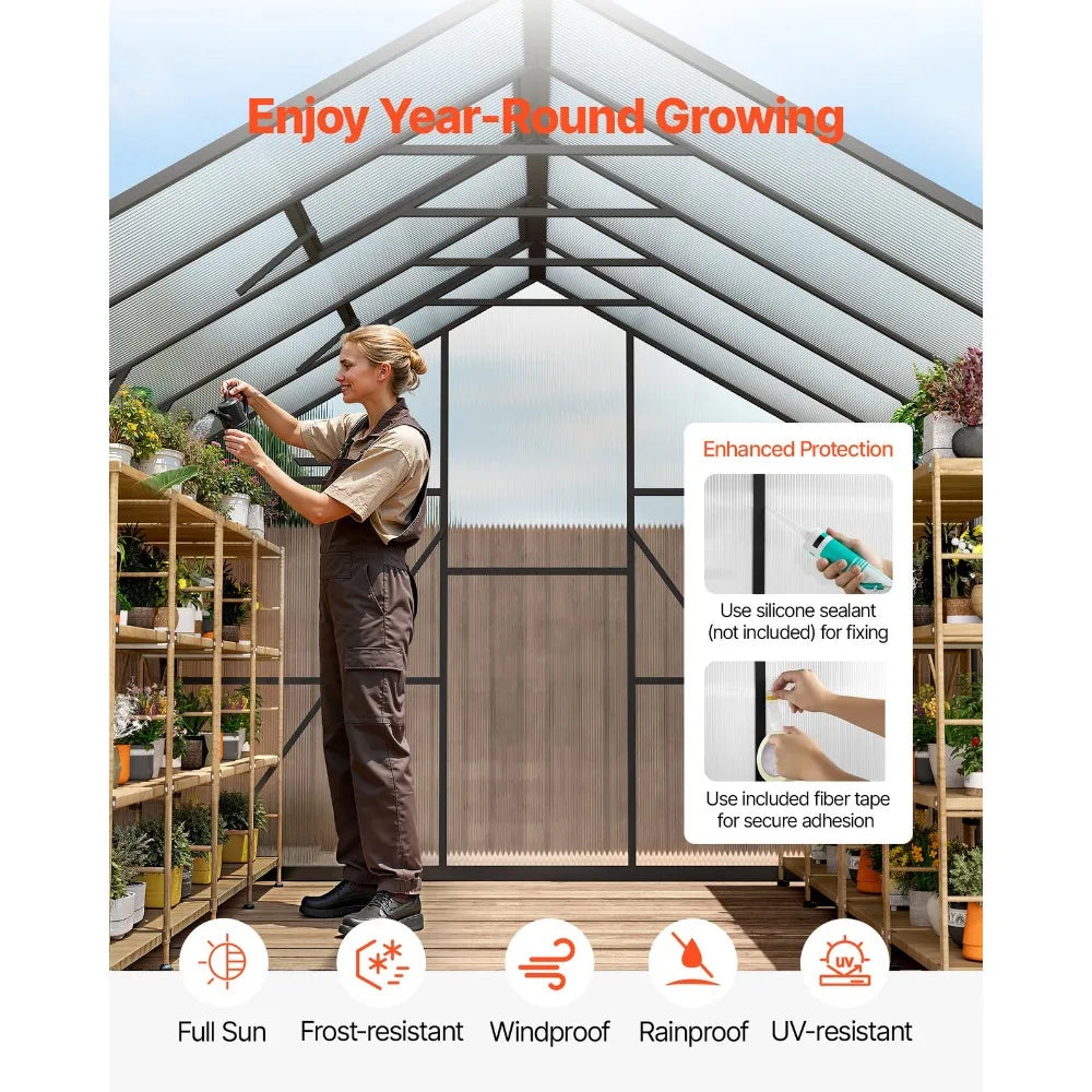 Polycarbonate Outdoor Greenhouse With Durable Aluminum Frame