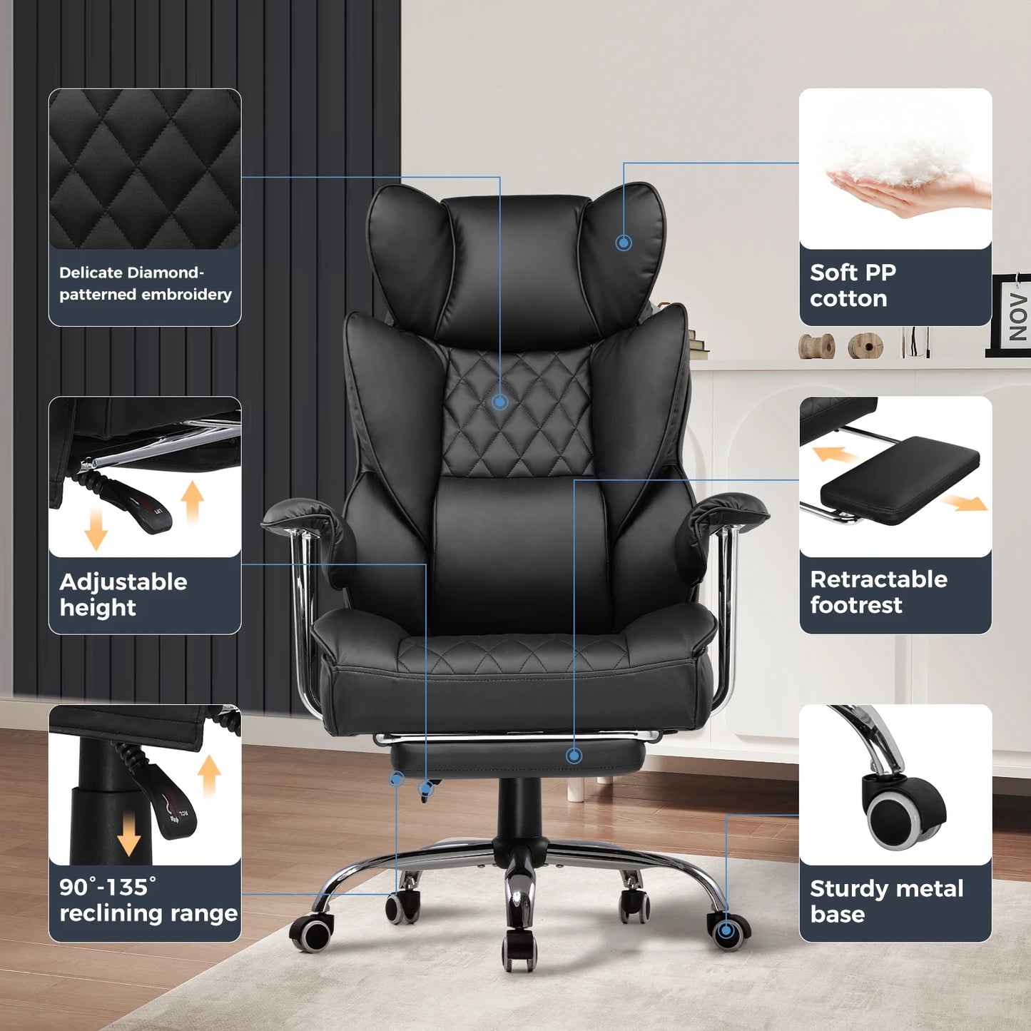 COMHOMA Big Tall Ergonomic Gaming Chair With Lumbar Support