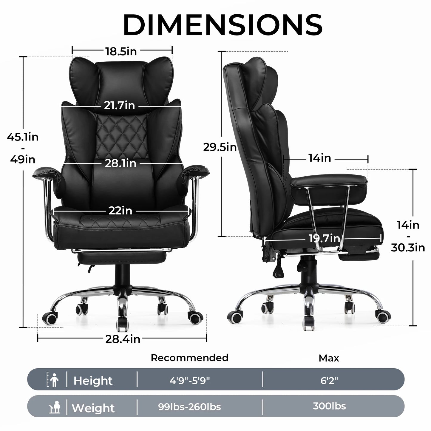 COMHOMA Big Tall Ergonomic Gaming Chair With Lumbar Support