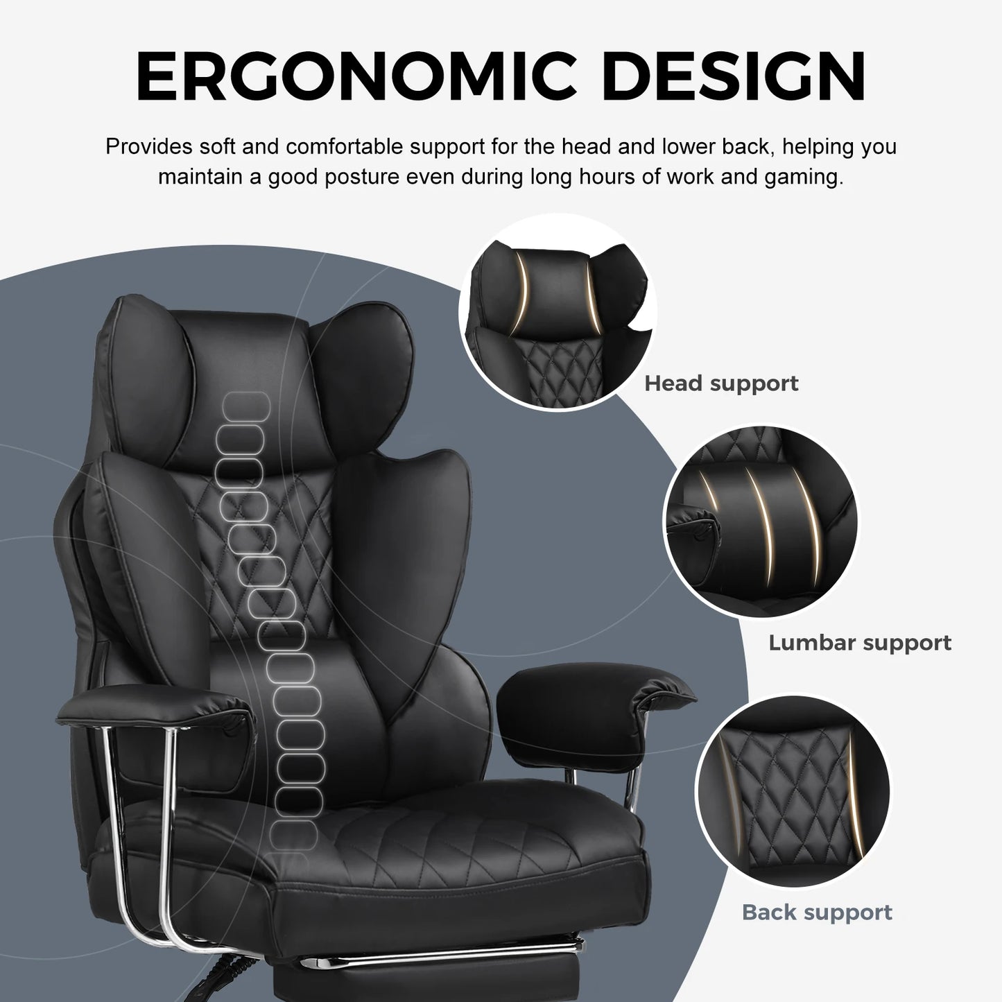 COMHOMA Big Tall Ergonomic Gaming Chair With Lumbar Support