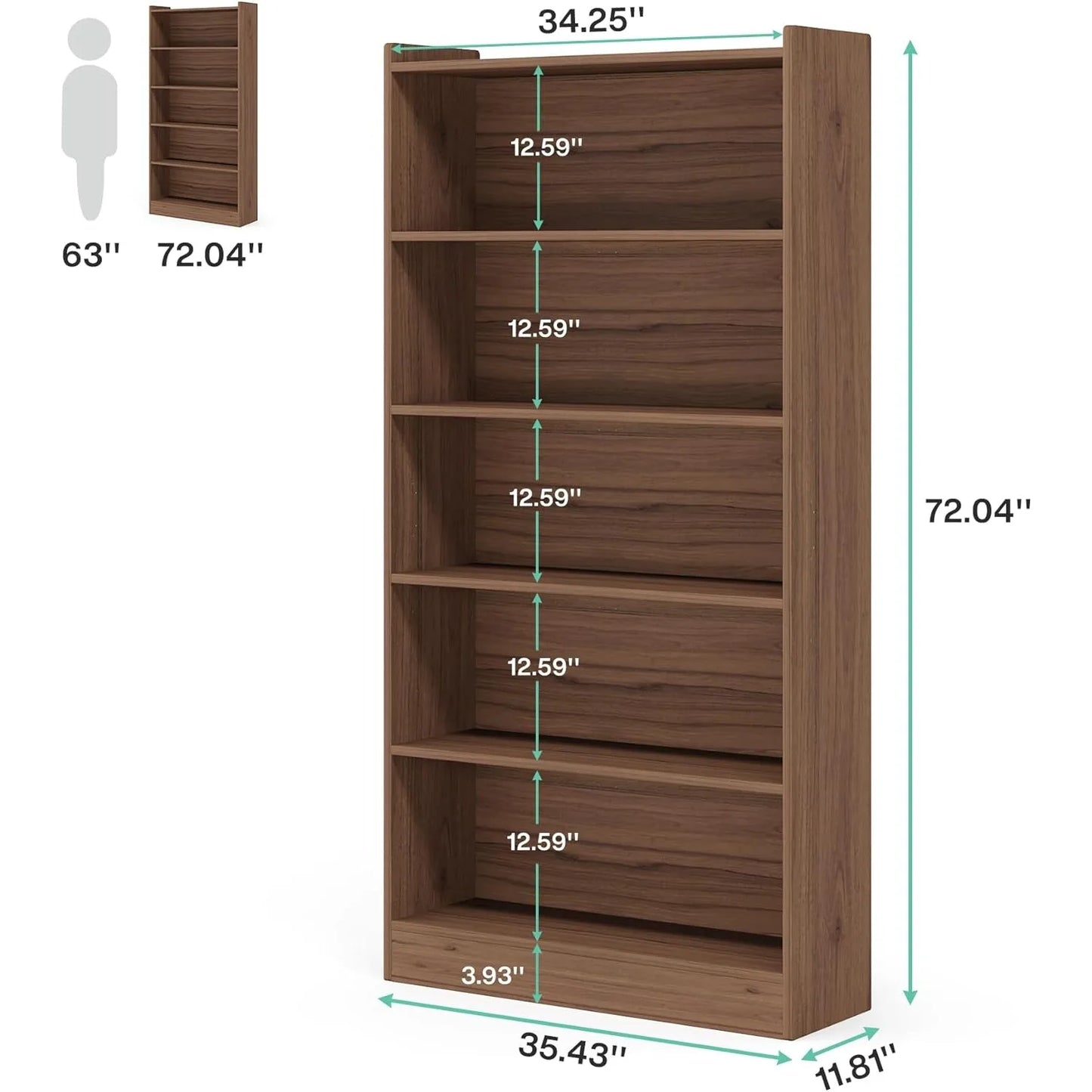 Little Tree 6-Tier Bookcase Floor Standing Library Shelf