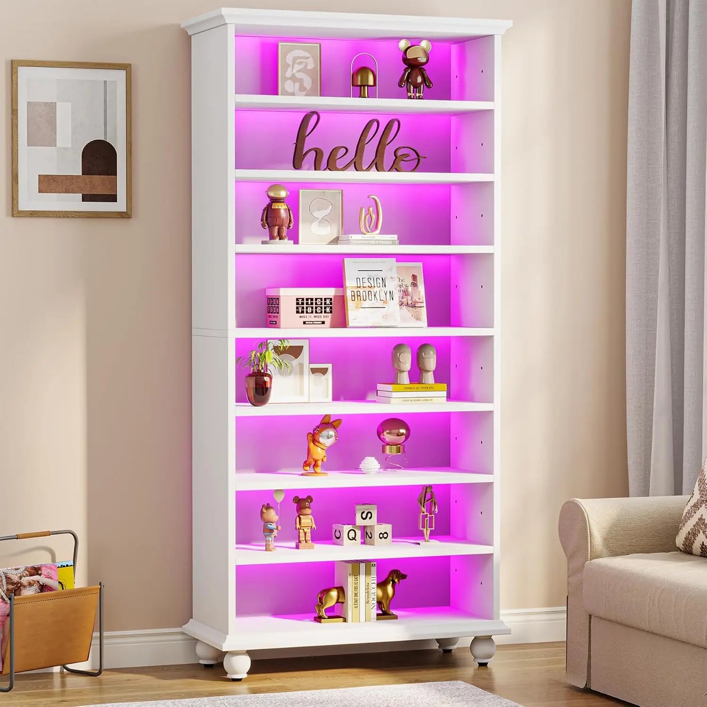LITTLE TREE Bookcase With LED Lighting And Solid Wood Legs