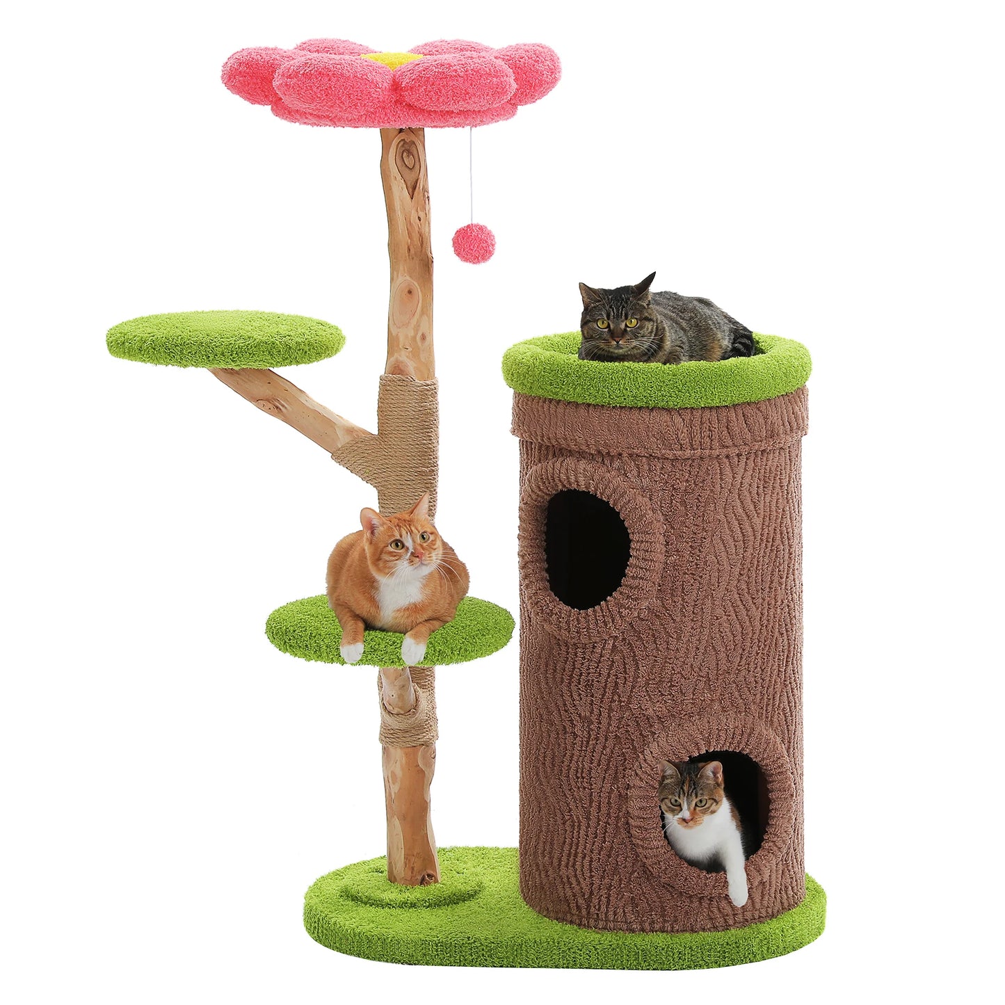 PAWZ Road Tall Cat Tree Tower With 4 Condos And Thick Scratching Post For Indoor Luxury Cats