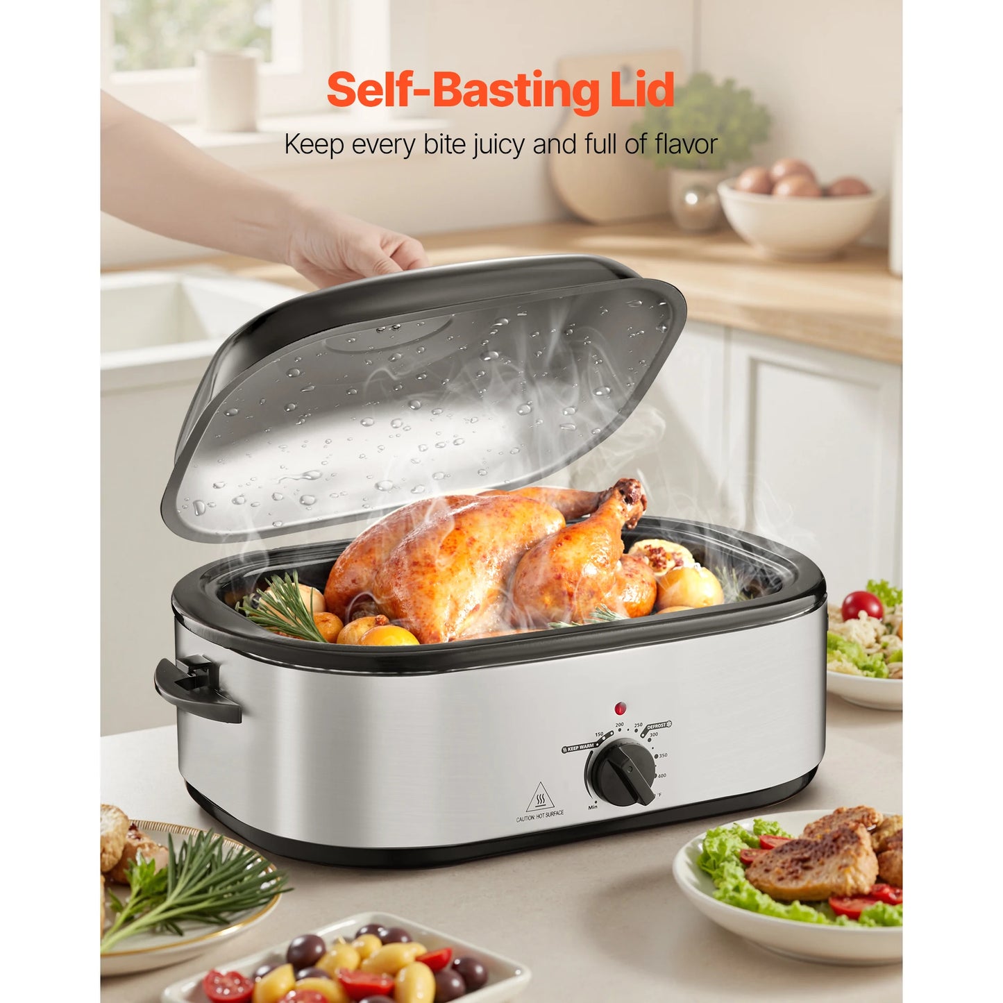 SucceBuy Electric Roaster Oven Roasting Pan With Adjustable Temperature Defrost And Warm Function For Home Cooks
