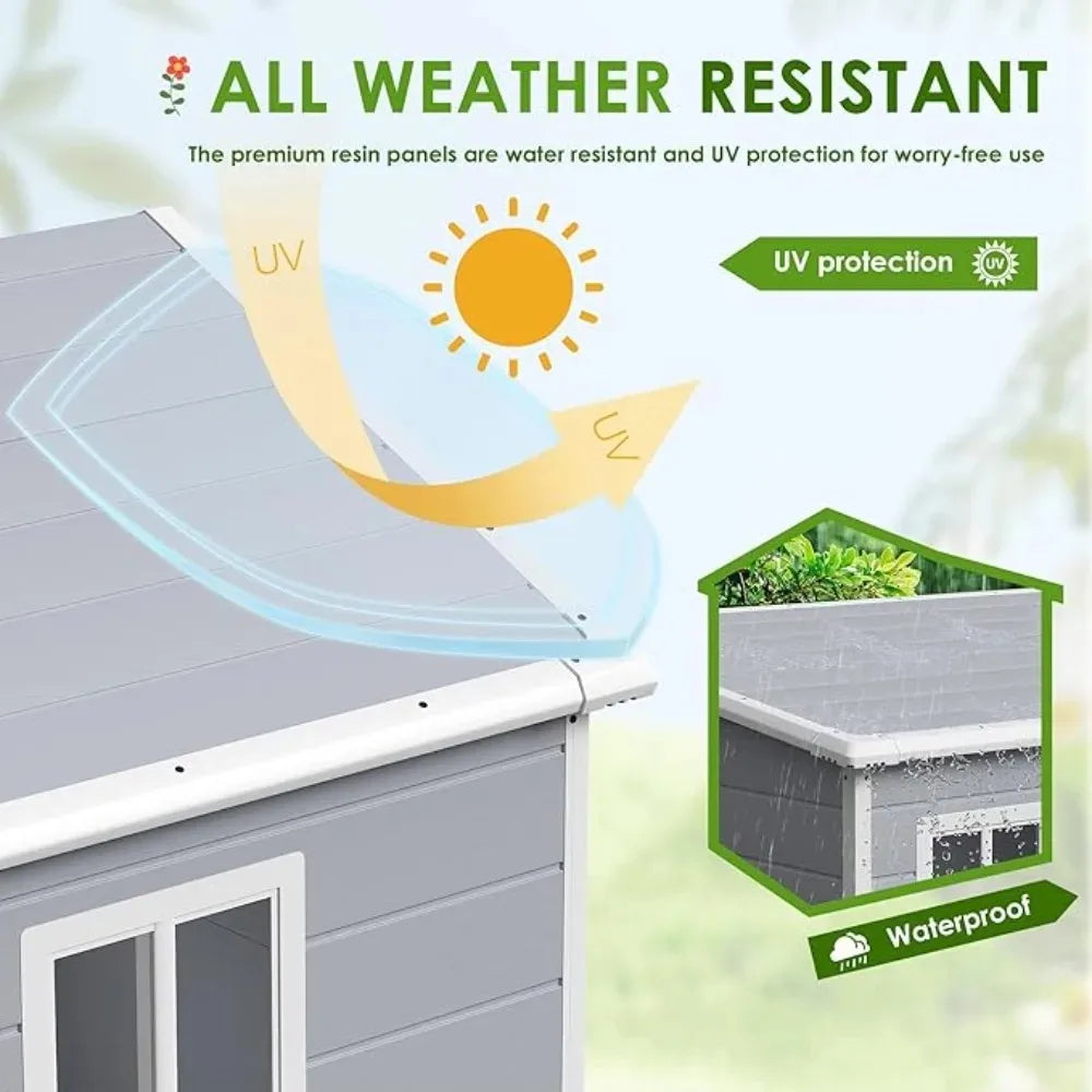 Outdoor Resin Storage Shed With Floor And Lockable Door