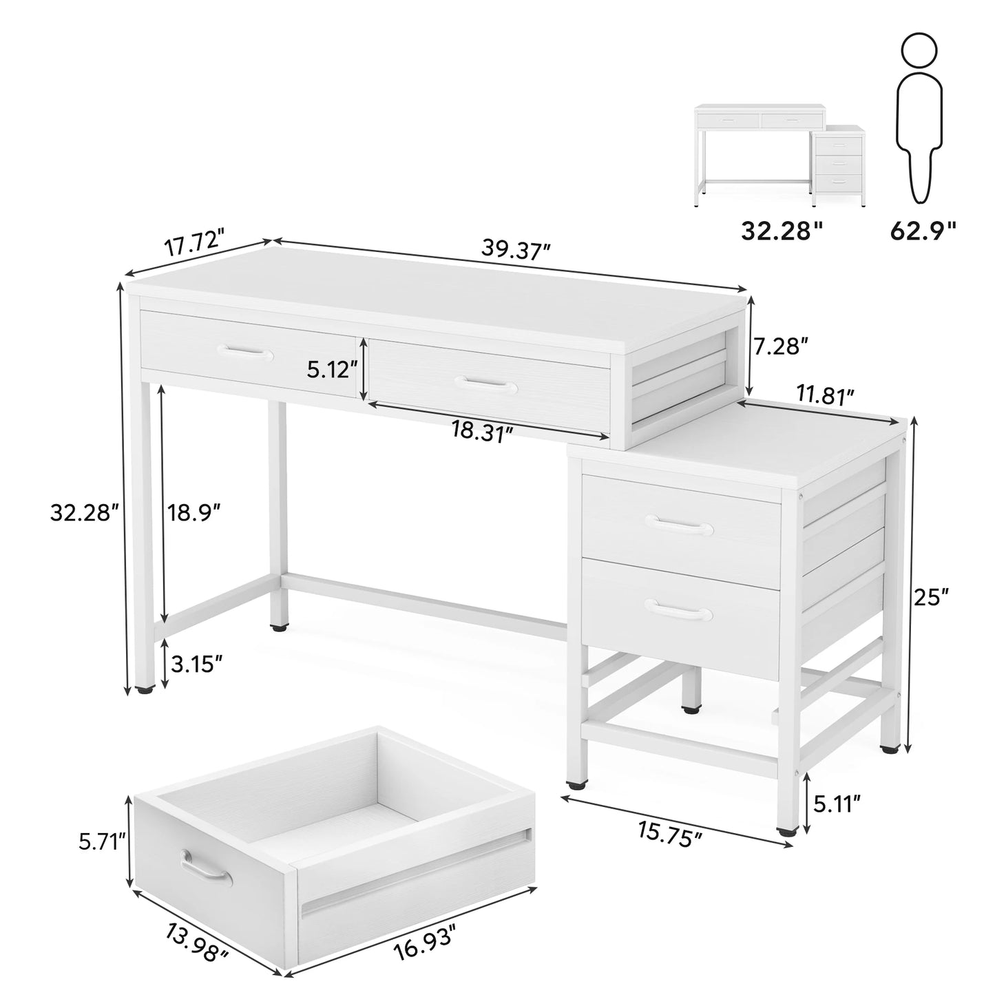 Little Tree Desk With Five Drawers Wooden Computer Table