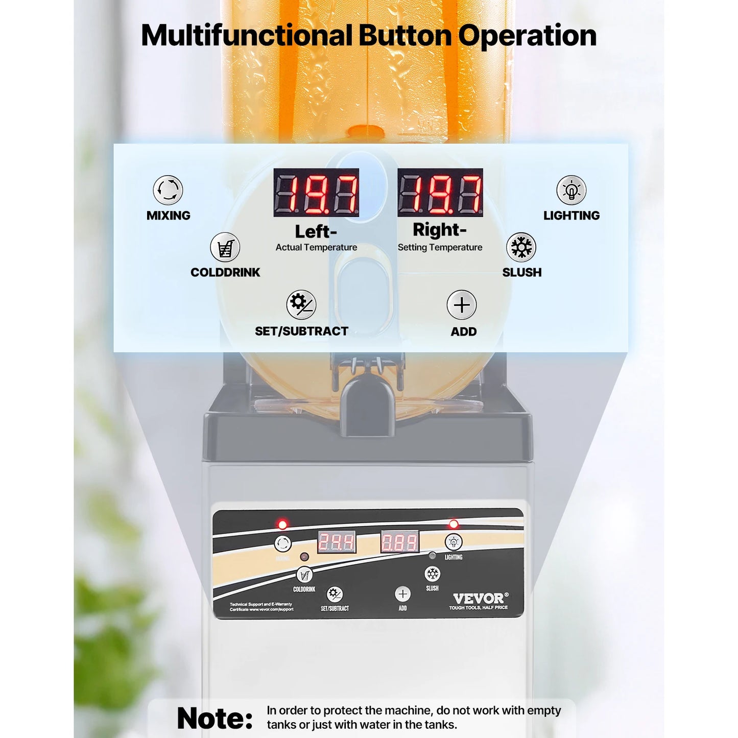 VEVOR Slushy Machine For Frozen Drinks Commercial Single Tank