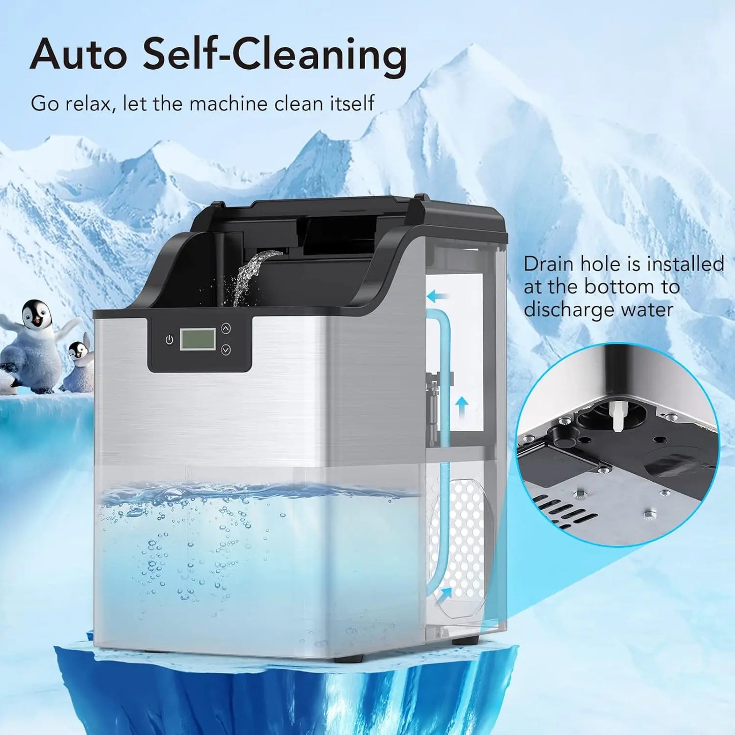 Acekool Countertop Ice Maker Portable Fast Ice In 6 To 8 Minutes Self Cleaning For Home Office Bar