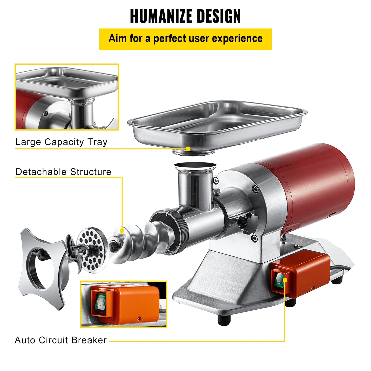 SucceBuy Electric Meat Grinder 250 Kg Per Hr Power Commercial Chopper Shredder With Drawers For Home And Restaurant Use