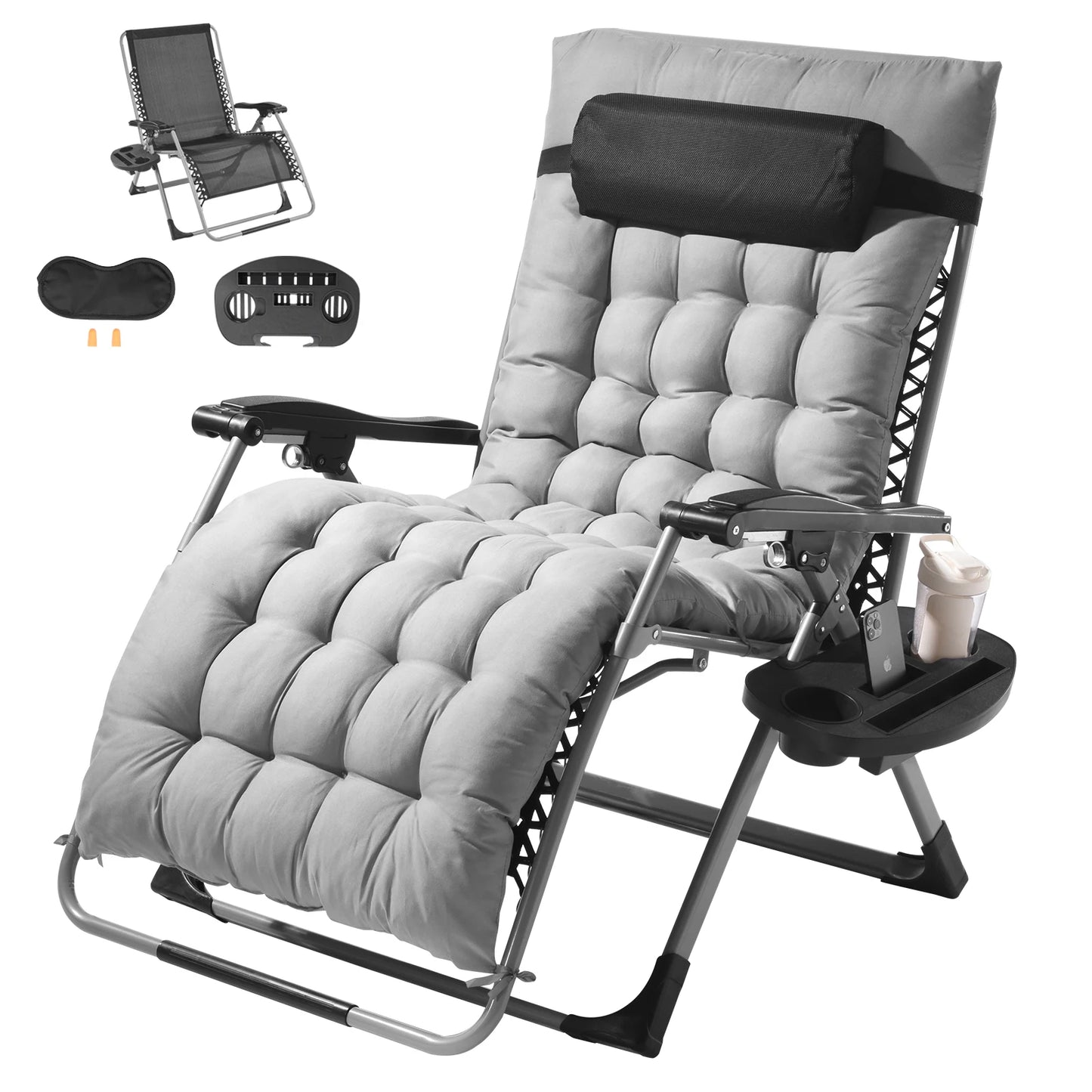 SucceBuy Zero Gravity Lounge Chair With Adjustable Recliner And Cupholder