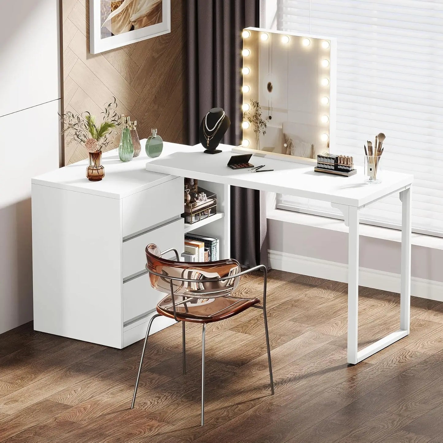 Little Tree Vanity Desk With 3 Drawers And 2 Shelves