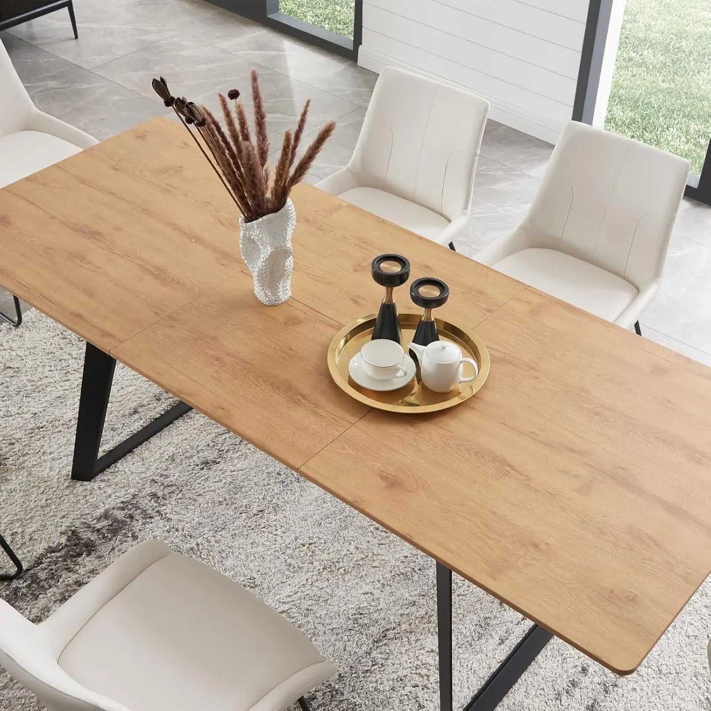 MOYU Modern Expandable Dining Table And Chairs Set