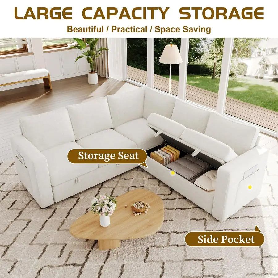 MBVM L-Shaped Sectional Sleeper Sofa For Modern Living Room
