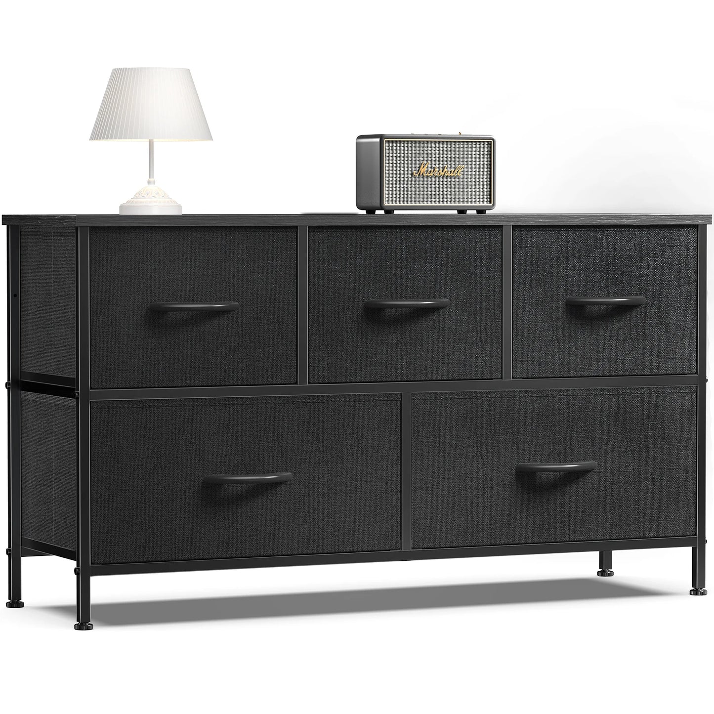 JHK Living Room Display Cabinet With Fabric Drawers