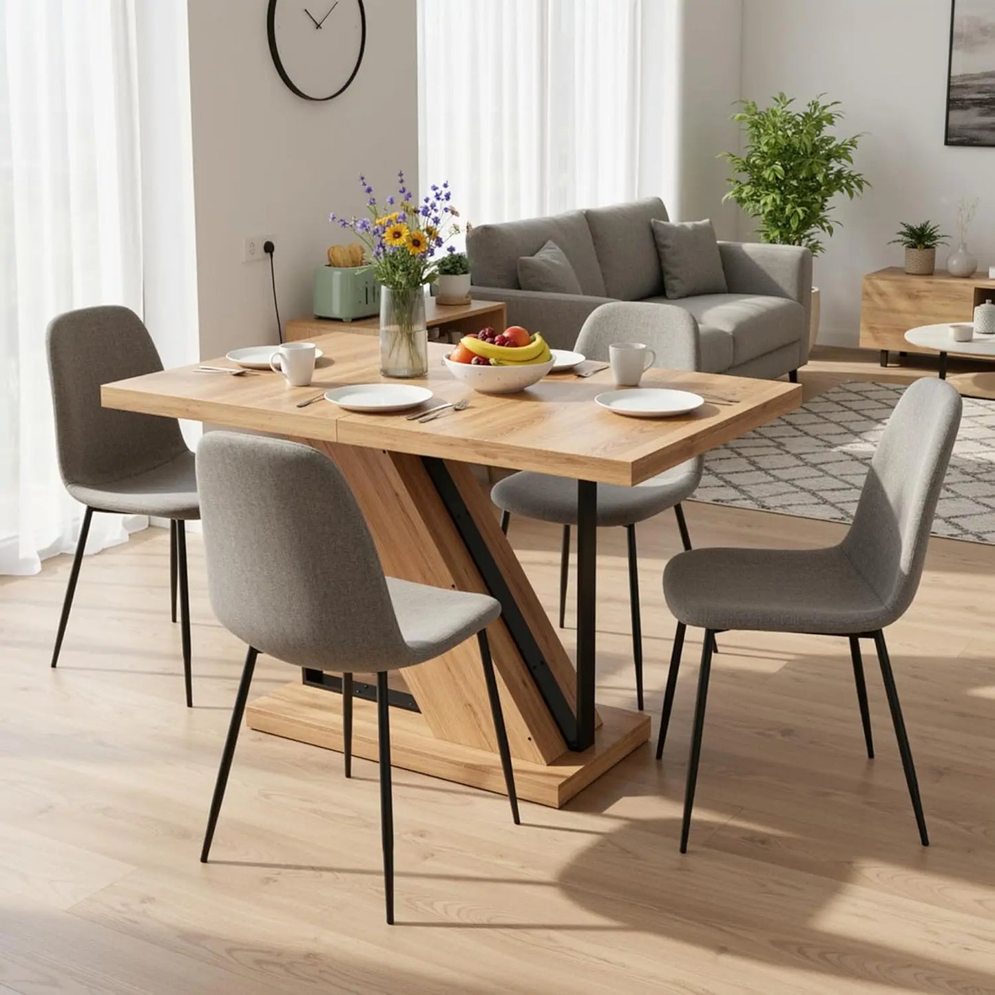 Farmhouse Dining Table With Z Shaped Pedestal Modern Wood