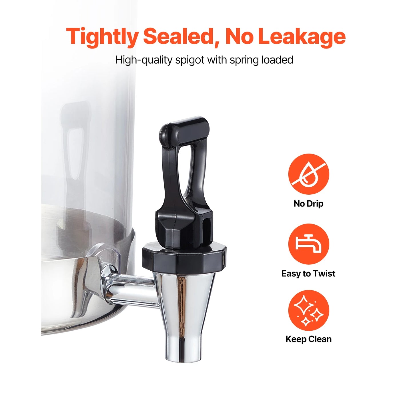 SucceBuy Dual 2.1 Gallon Beverage Dispenser Set Stainless Steel And Plastic With Spigot Chamber Tray For Restaurants