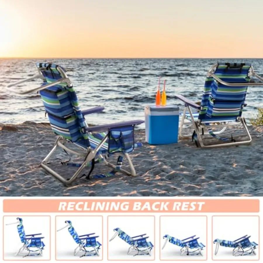 Beach Backpack Folding Camp Chair For Adults With Cup Holder