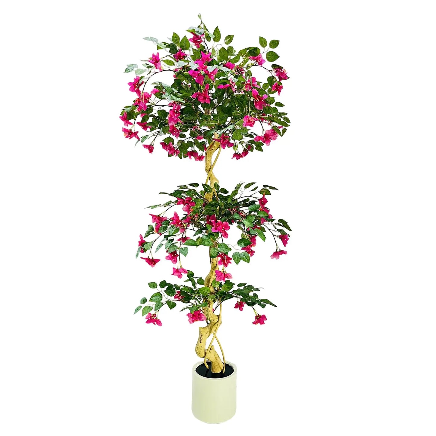 HiMISSCN Artificial Bougainvillea Tree With White Pot Lifelike Silk Foliage For Indoor Outdoor Decor Home Office Wedding